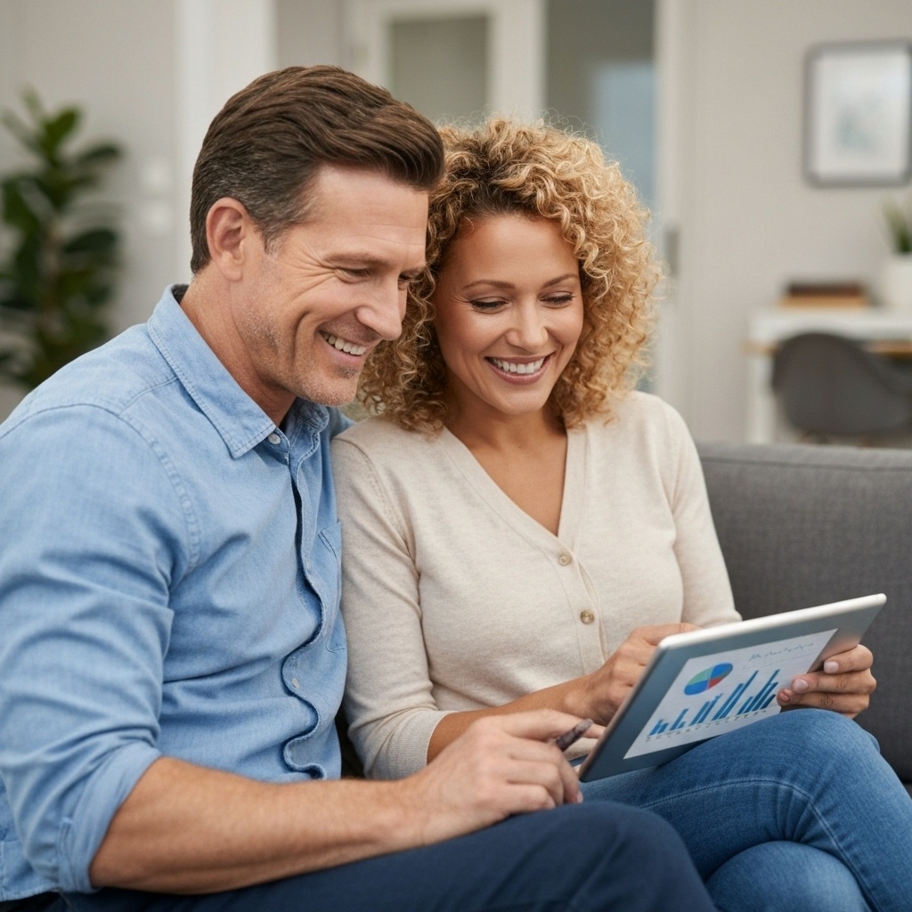 Couple planning finances together